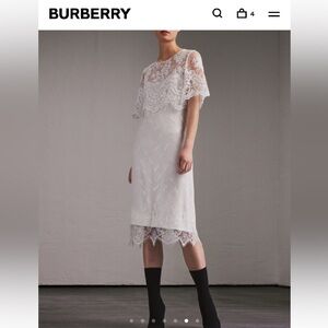 Burberry Lace And Silk Shift Dress In Natural White